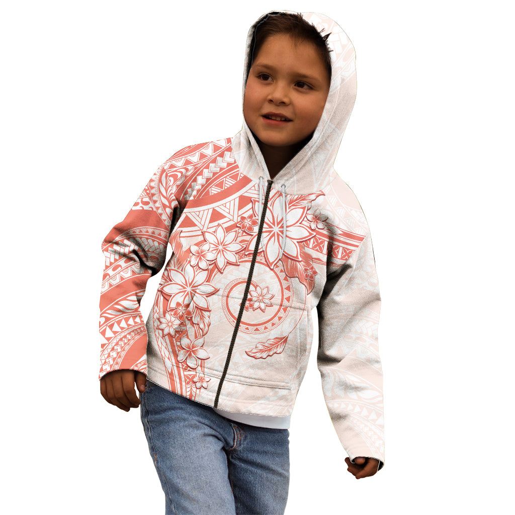 Polynesian Pattern With Plumeria Flowers Kid Hoodie Orange Peach LT05 - Polynesian Pride