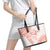 Polynesian Pattern With Plumeria Flowers Leather Tote Bag Orange Peach