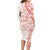 Polynesian Pattern With Plumeria Flowers Long Sleeve Bodycon Dress Orange Peach