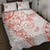 Polynesian Pattern With Plumeria Flowers Quilt Bed Set Orange Peach