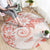 Polynesian Pattern With Plumeria Flowers Round Carpet Orange Peach