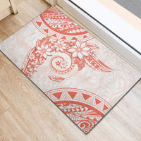 Polynesian Pattern With Plumeria Flowers Rubber Doormat Orange Peach LT05 - Polynesian Pride