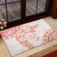 Polynesian Pattern With Plumeria Flowers Rubber Doormat Orange Peach LT05 - Polynesian Pride