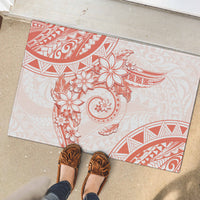 Polynesian Pattern With Plumeria Flowers Rubber Doormat Orange Peach LT05 - Polynesian Pride