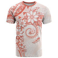 Polynesian Pattern With Plumeria Flowers T Shirt Orange Peach LT05 Peach - Polynesian Pride