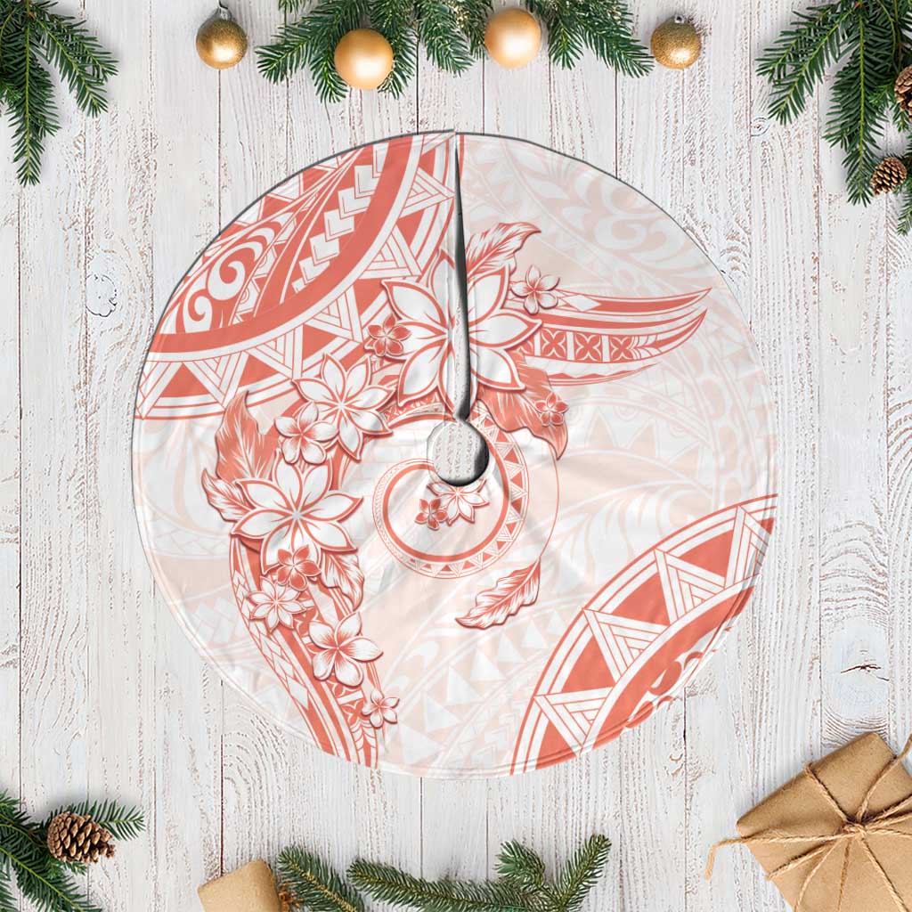 Polynesian Pattern With Plumeria Flowers Tree Skirt Orange Peach LT05 Casual Peach - Polynesian Pride