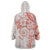 Polynesian Pattern With Plumeria Flowers Wearable Blanket Hoodie Orange Peach