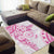 Polynesian Pattern With Plumeria Flowers Area Rug Pink