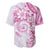 Polynesian Pattern With Plumeria Flowers Baseball Jersey Pink