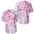 Polynesian Pattern With Plumeria Flowers Baseball Jersey Pink