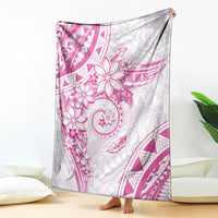 Polynesian Pattern With Plumeria Flowers Blanket Pink LT05 - Polynesian Pride