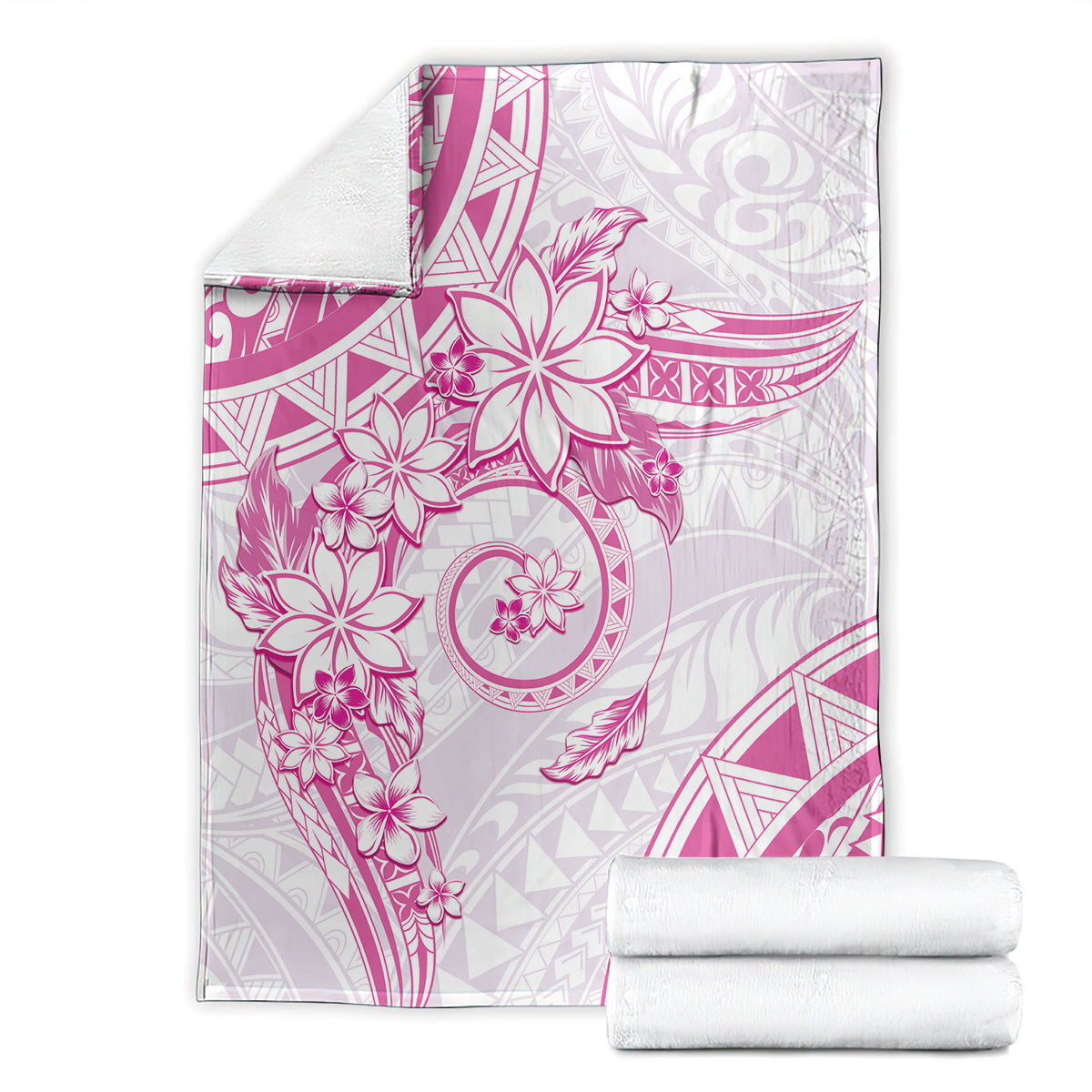 Polynesian Pattern With Plumeria Flowers Blanket Pink LT05 - Polynesian Pride