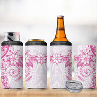 Pink Polynesian Pattern With Plumeria Flowers 4 in 1 Can Cooler Tumbler LT05 - Polynesian Pride