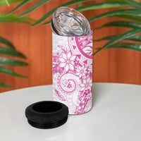 Pink Polynesian Pattern With Plumeria Flowers 4 in 1 Can Cooler Tumbler LT05 - Polynesian Pride
