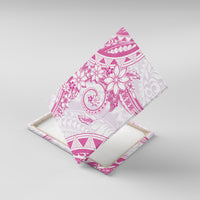 Polynesian Pattern With Plumeria Flowers Canvas Wall Art Pink LT05 With Frame Pink - Polynesian Pride