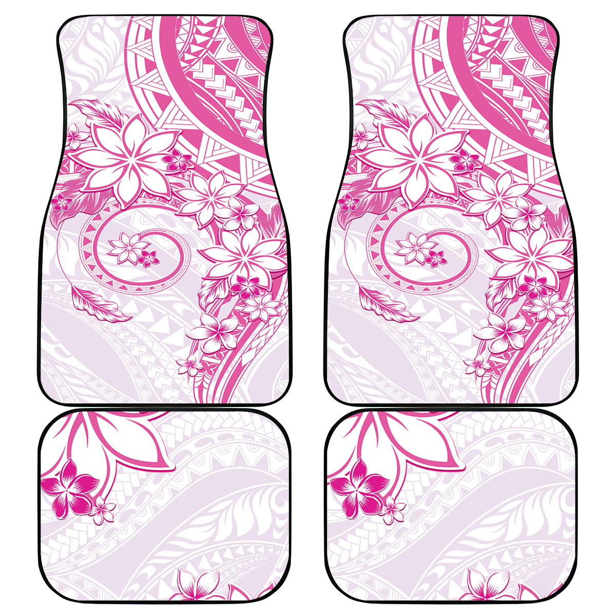 Polynesian Pattern With Plumeria Flowers Car Mats Pink LT05 - Polynesian Pride