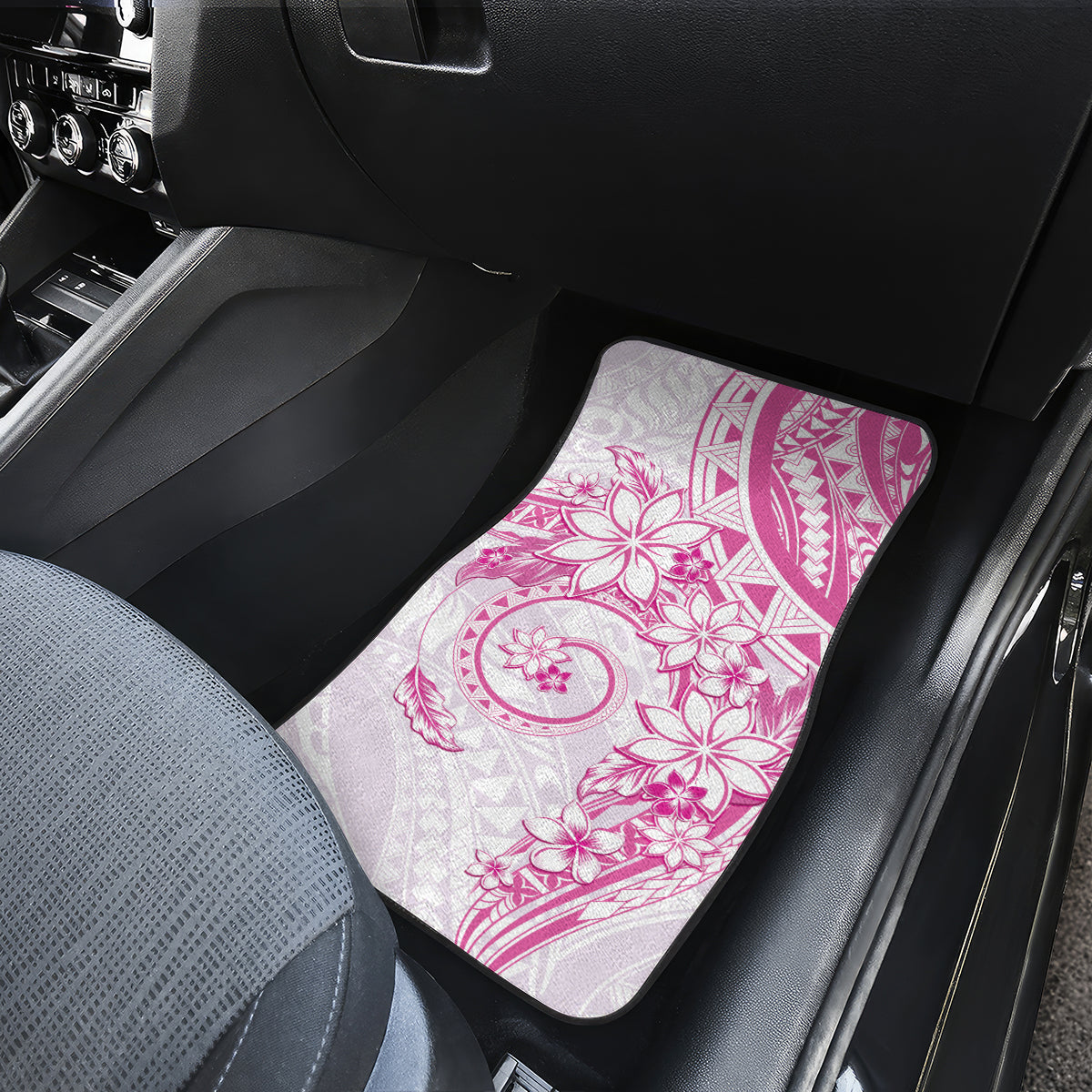 Polynesian Pattern With Plumeria Flowers Car Mats Pink LT05 - Polynesian Pride
