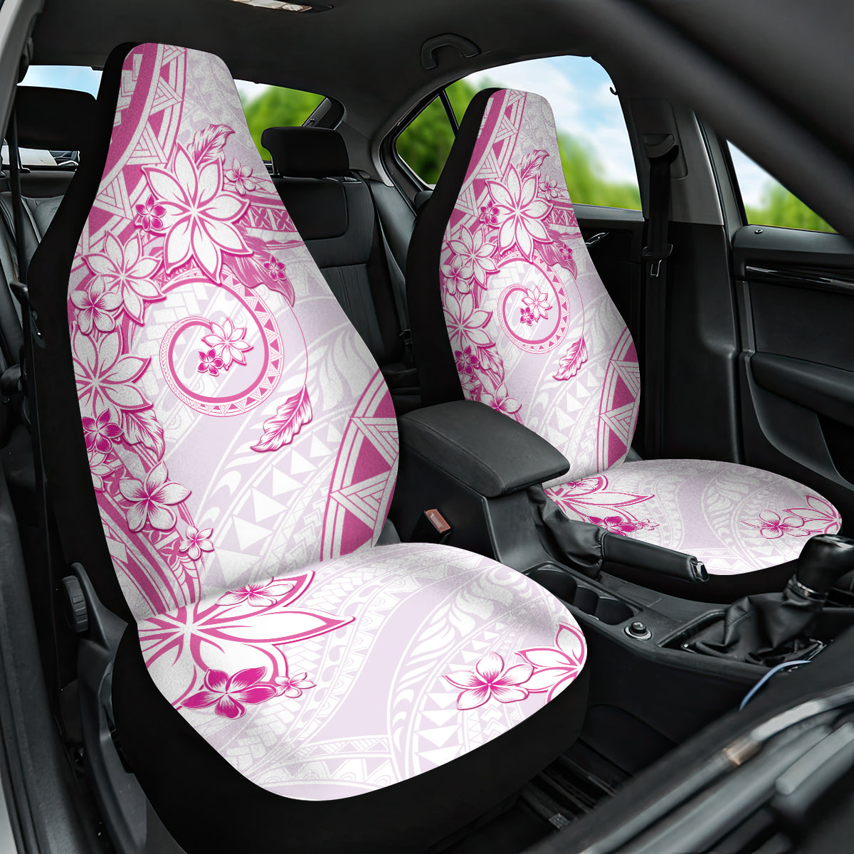 Polynesian Pattern With Plumeria Flowers Car Seat Cover Pink LT05 One Size Pink - Polynesian Pride