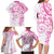 Polynesian Pattern With Plumeria Flowers Family Matching Long Sleeve Bodycon Dress and Hawaiian Shirt Pink