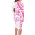 Polynesian Pattern With Plumeria Flowers Family Matching Long Sleeve Bodycon Dress and Hawaiian Shirt Pink