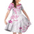 Polynesian Pattern With Plumeria Flowers Family Matching Off The Shoulder Long Sleeve Dress and Hawaiian Shirt Pink