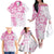 Polynesian Pattern With Plumeria Flowers Family Matching Off The Shoulder Long Sleeve Dress and Hawaiian Shirt Pink