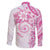 Polynesian Pattern With Plumeria Flowers Family Matching Off The Shoulder Long Sleeve Dress and Hawaiian Shirt Pink