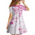 Polynesian Pattern With Plumeria Flowers Family Matching Short Sleeve Bodycon Dress and Hawaiian Shirt Pink