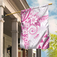 Polynesian Pattern With Plumeria Flowers Garden Flag Pink LT05 House Flag Pink - Polynesian Pride