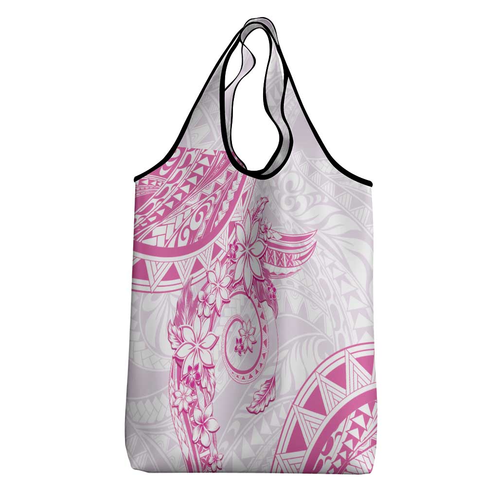 Polynesian Pattern With Plumeria Flowers Grocery Bag Pink LT05 - Polynesian Pride
