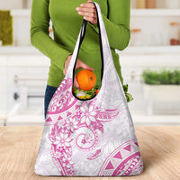Polynesian Pattern With Plumeria Flowers Grocery Bag Pink LT05 - Polynesian Pride