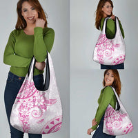 Polynesian Pattern With Plumeria Flowers Grocery Bag Pink LT05 - Polynesian Pride