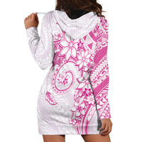 Polynesian Pattern With Plumeria Flowers Hoodie Dress Pink LT05 - Polynesian Pride