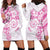 Polynesian Pattern With Plumeria Flowers Hoodie Dress Pink