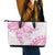 Polynesian Pattern With Plumeria Flowers Leather Tote Bag Pink