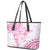 Polynesian Pattern With Plumeria Flowers Leather Tote Bag Pink