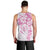 Polynesian Pattern With Plumeria Flowers Men Tank Top Pink