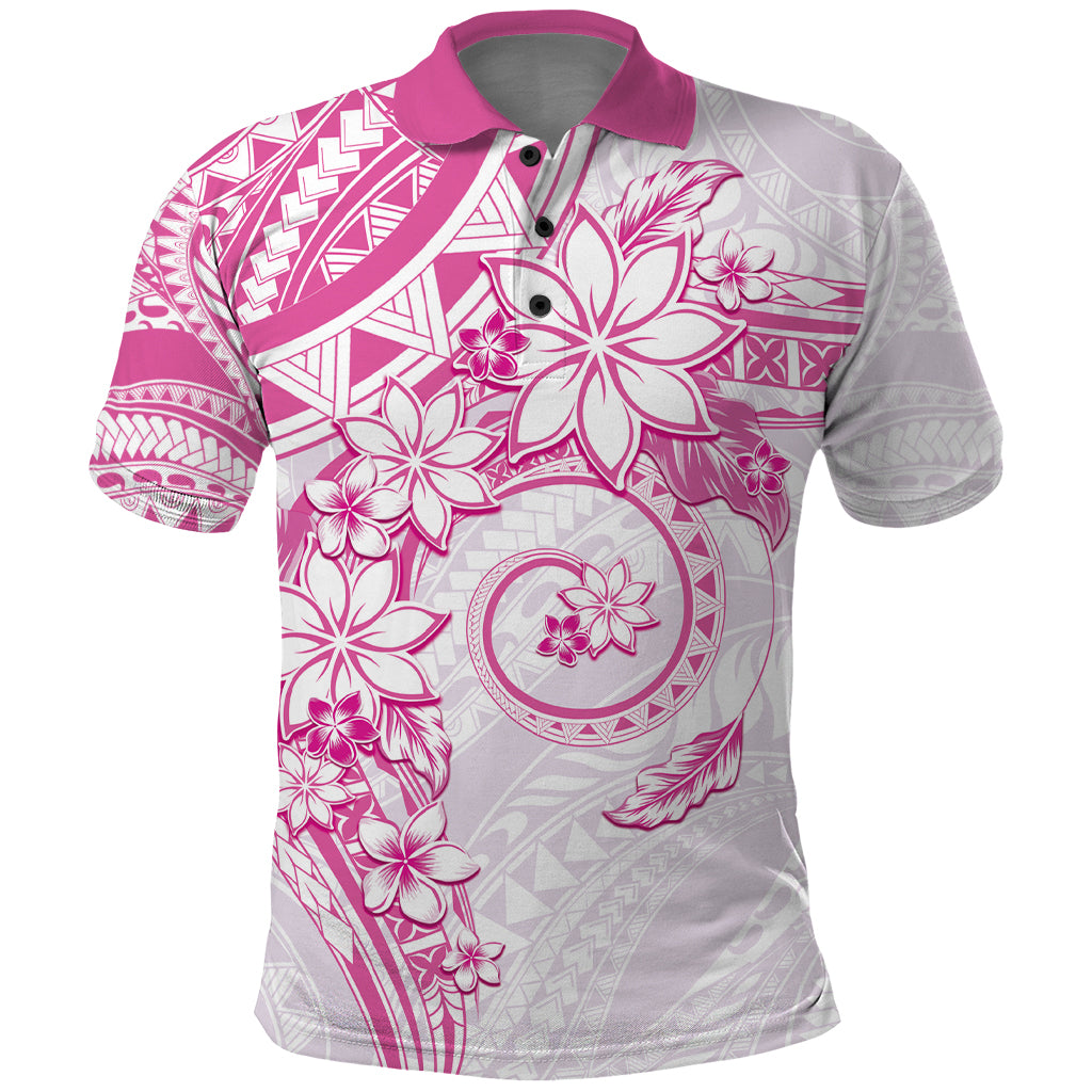 Polynesian Pattern With Plumeria Flowers Polo Shirt Pink LT05 Pink - Polynesian Pride