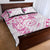 Polynesian Pattern With Plumeria Flowers Quilt Bed Set Pink