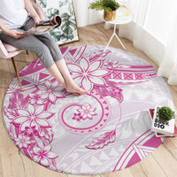 Polynesian Pattern With Plumeria Flowers Round Carpet Pink LT05 - Polynesian Pride