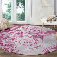 Polynesian Pattern With Plumeria Flowers Round Carpet Pink LT05 - Polynesian Pride