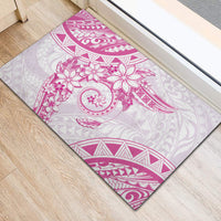 Polynesian Pattern With Plumeria Flowers Rubber Doormat Pink LT05 - Polynesian Pride