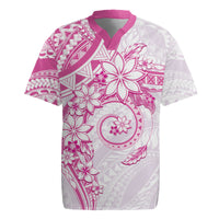 Polynesian Pattern With Plumeria Flowers Rugby Jersey Pink LT05 Pink - Polynesian Pride