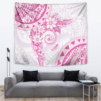 Polynesian Pattern With Plumeria Flowers Tapestry Pink LT05 Pink - Polynesian Pride