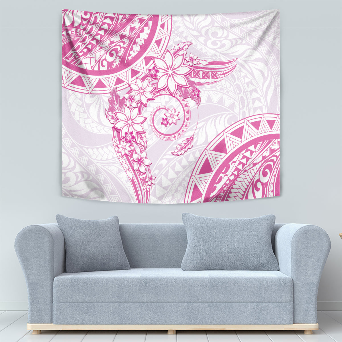 Polynesian Pattern With Plumeria Flowers Tapestry Pink LT05 - Polynesian Pride