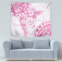 Polynesian Pattern With Plumeria Flowers Tapestry Pink LT05 - Polynesian Pride