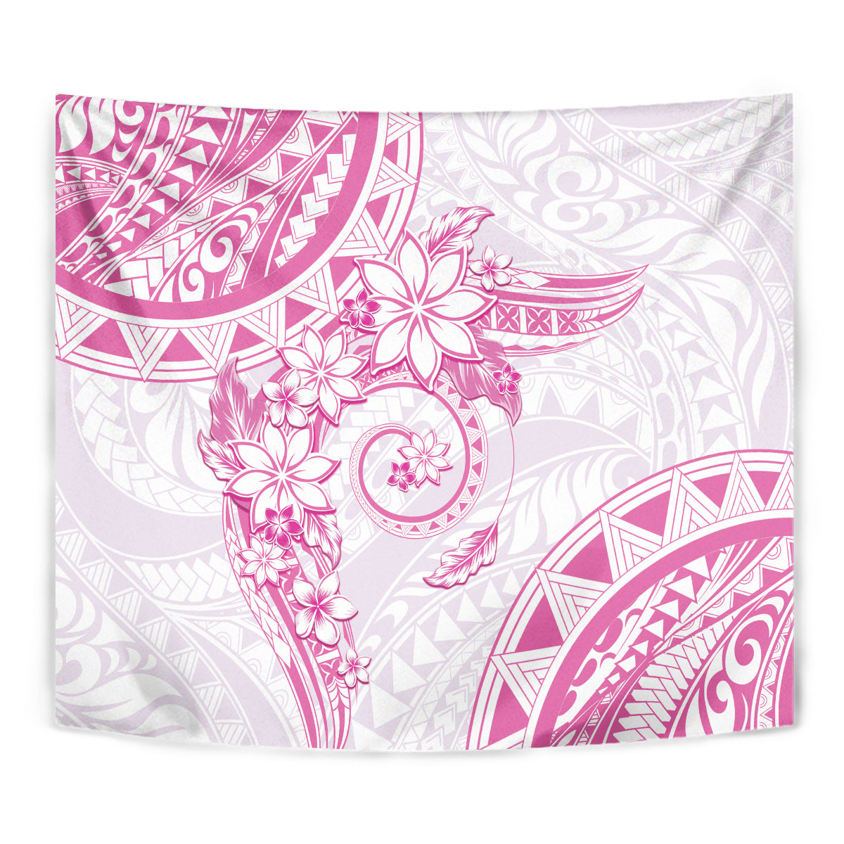 Polynesian Pattern With Plumeria Flowers Tapestry Pink LT05 - Polynesian Pride