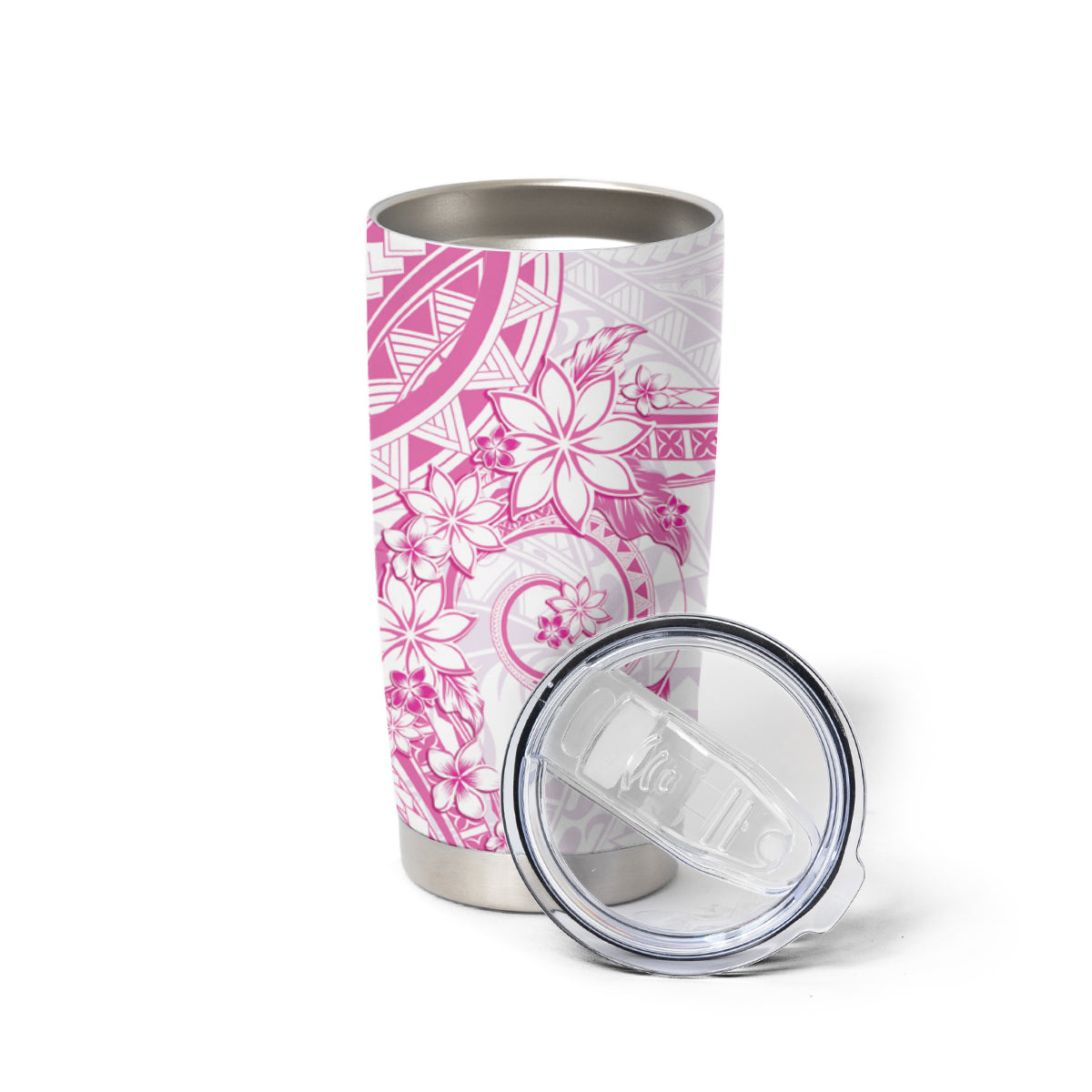 Pink Polynesian Pattern With Plumeria Flowers Tumbler Cup LT05 - Polynesian Pride