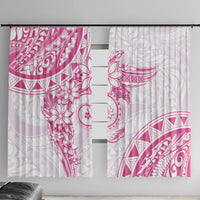 Polynesian Pattern With Plumeria Flowers Window Curtain Pink LT05 With Hooks Pink - Polynesian Pride