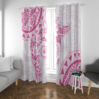 Polynesian Pattern With Plumeria Flowers Window Curtain Pink LT05 With Grommets Pink - Polynesian Pride